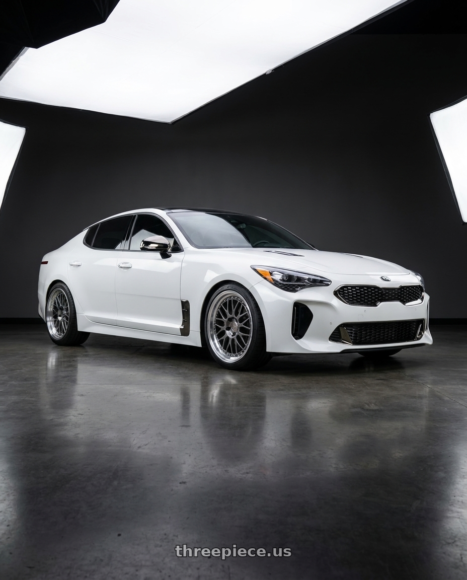 2019 kia stinger gt2 with Aodhan AH02 5x114.3 19x8.5 +35 Hyper Black w/ Machined Lip wheels