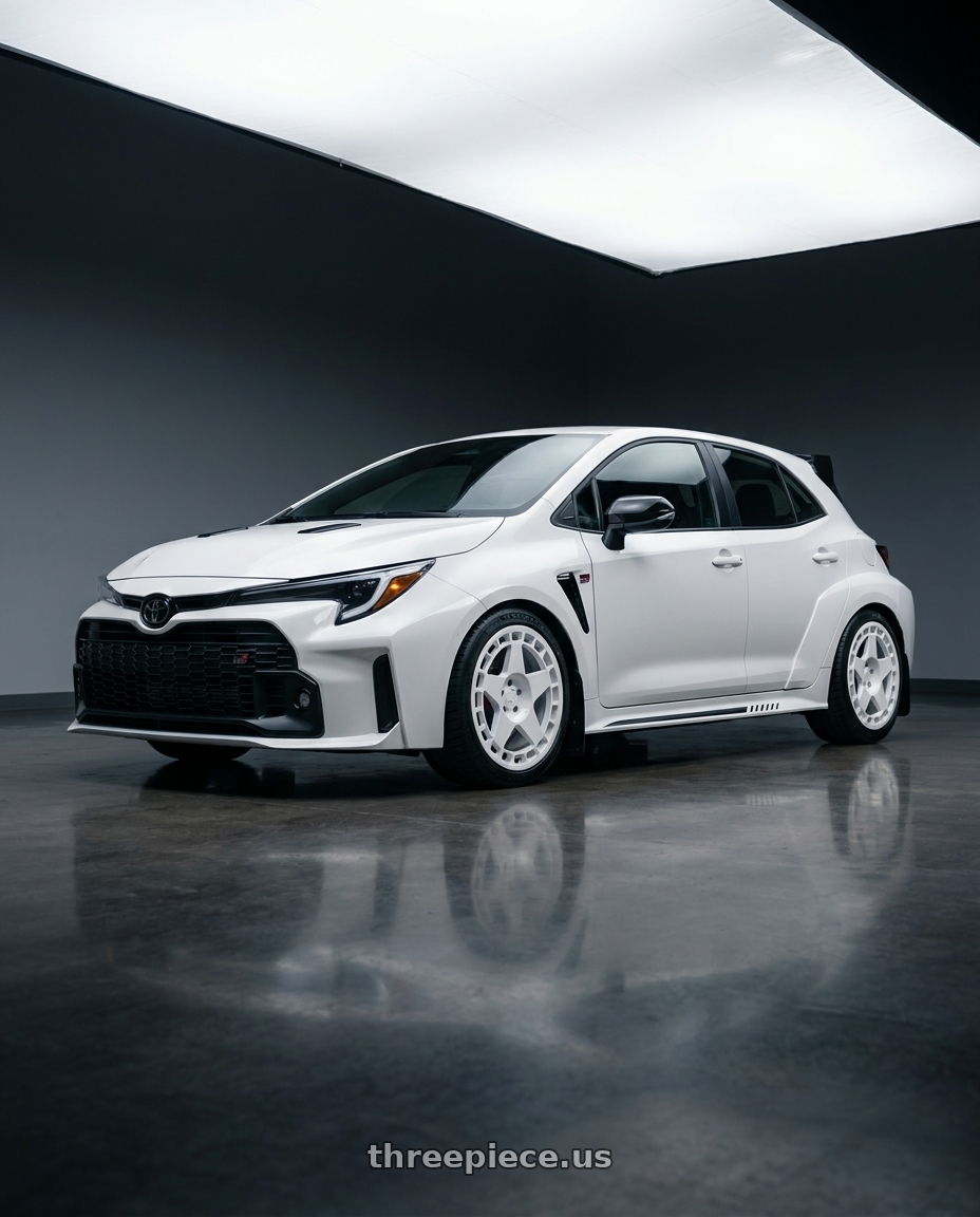 2025 Toyota GR Corolla with fifteen52 TARMAC 5x114.3 18x8.5 +30 RALLY WHITE (GLOSS WHITE) wheels