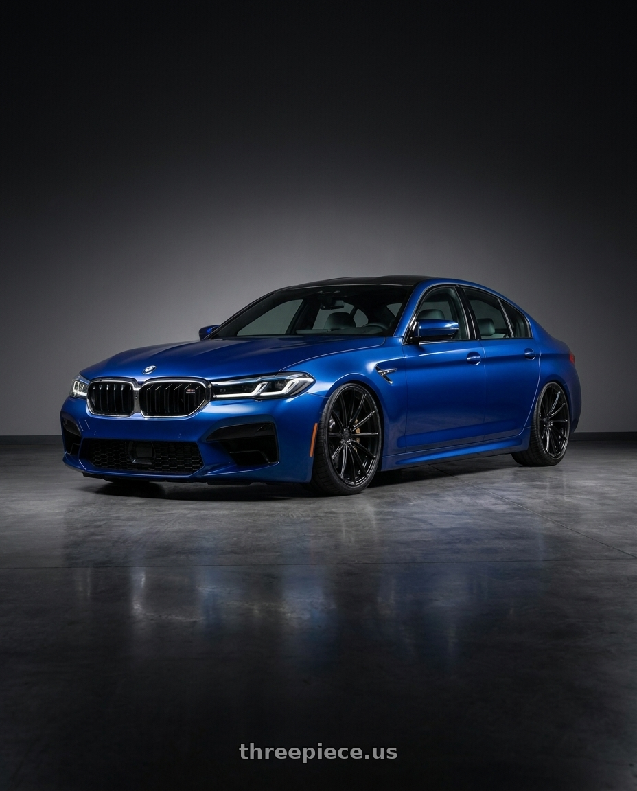 2022 Bmw m5 with XO LONDON 5X120 19X10 +45 MATTE BLACK wheels