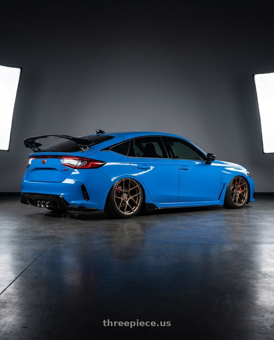2024 Honda Civic Type R with Aodhan AFF2 5x120 19x9.5+35 Matte Bronze wheels rear three quarter view slight stretch tires