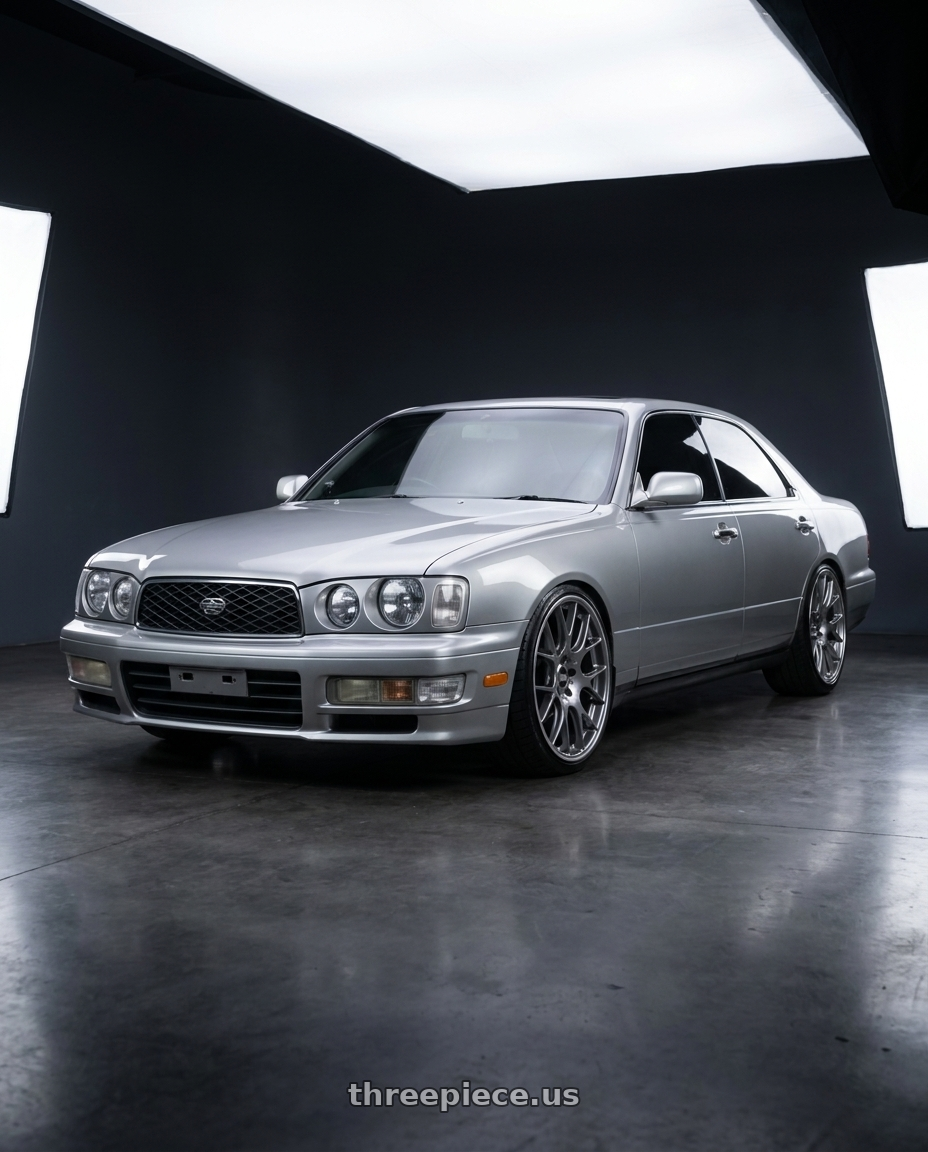 1998 Nissan Gloria with BBS CH-R 5x114.3 20x8.5 +38 Satin Titanium Polished Rim Protector wheels