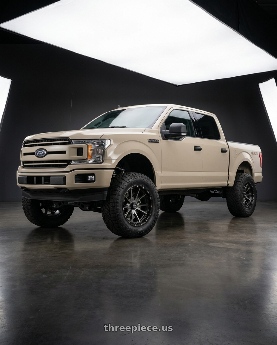 2019 Ford F-150 with KMC KM100 SYNC 6X135/6X139.7 20X9 +0 SATIN BLACK WITH GRAY TINT wheels