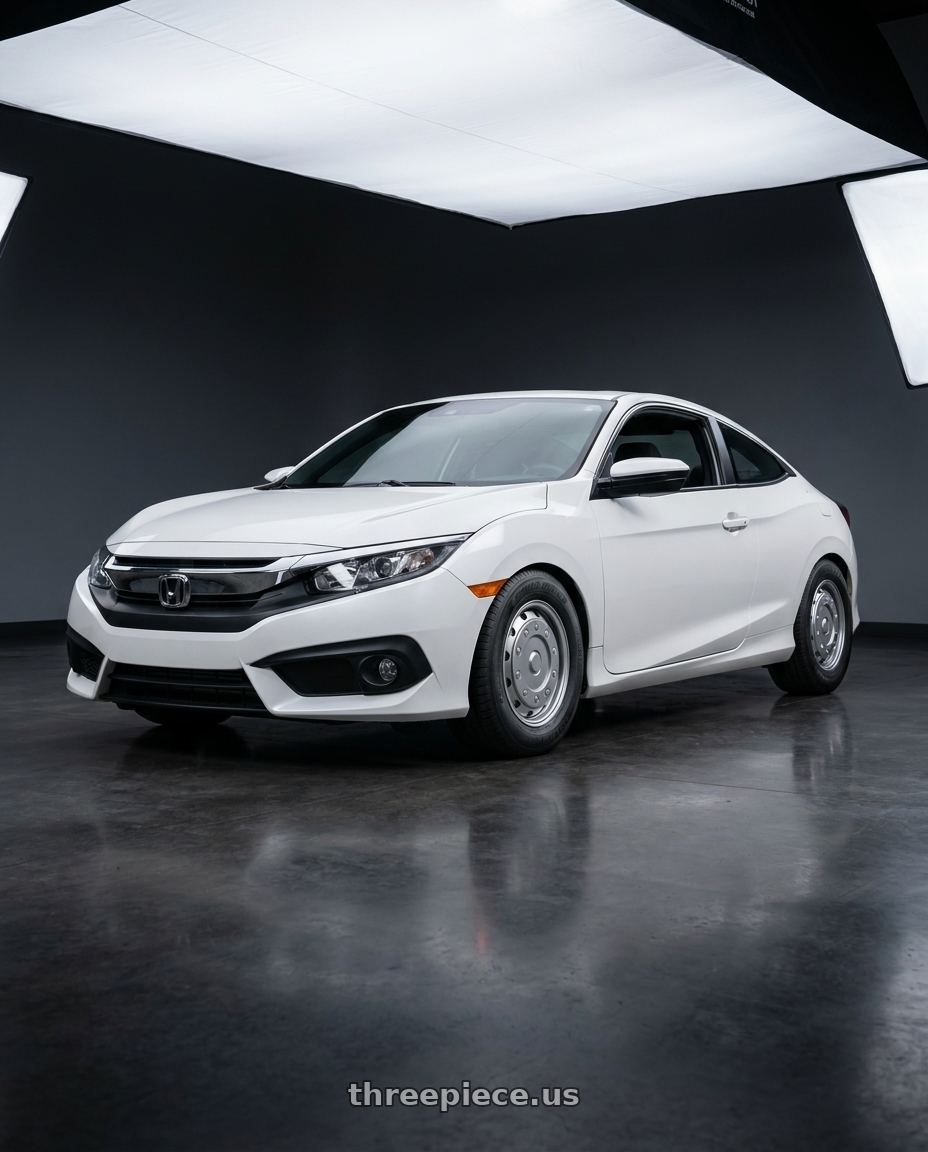 2017 Honda Civic with Ironman STR ST205/75R15/8 107/102N - 98935 wheels front three quarter view lowered stance