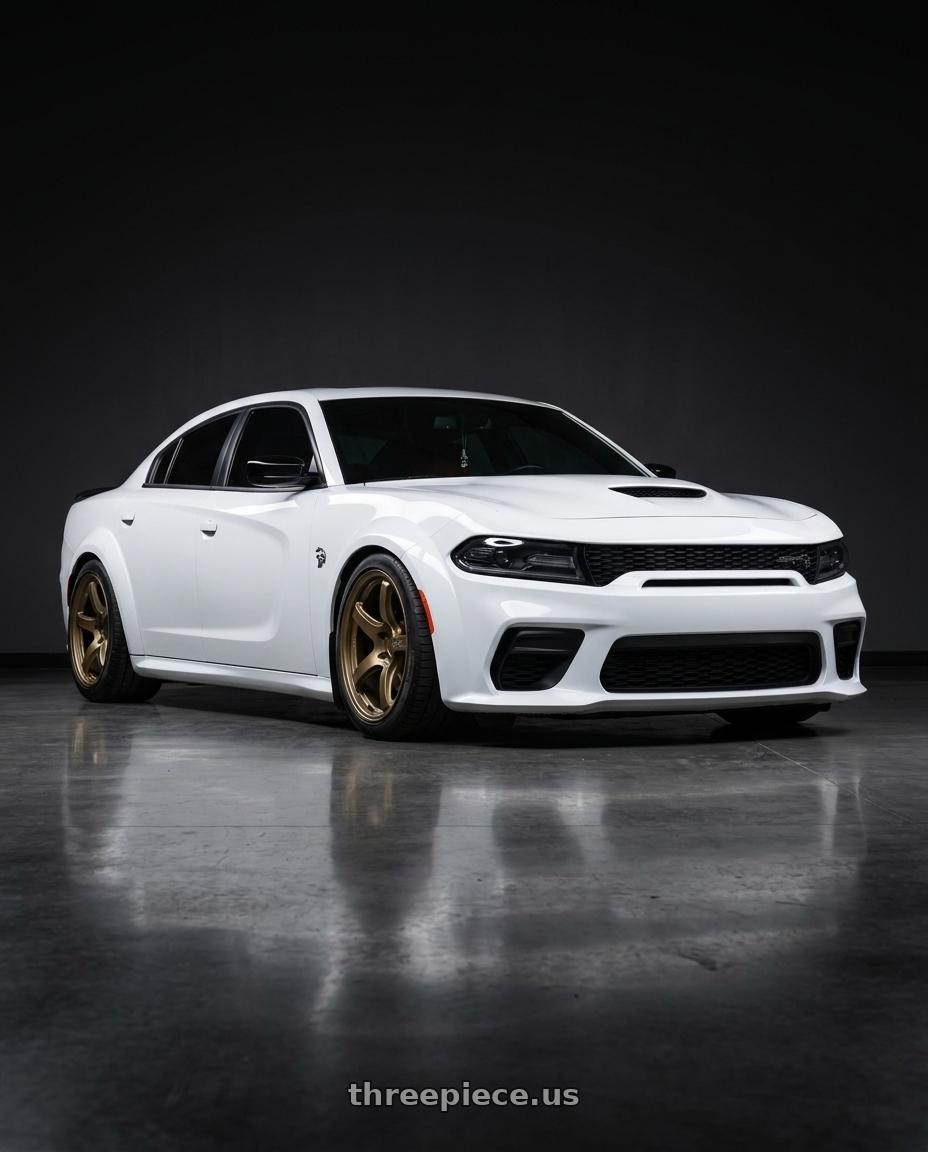 2023 dodge charger hellcat whidebody with Gram Lights 57CR 5x100 19x9.5 +45 Almite Gold wheels