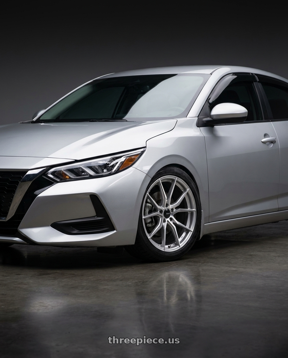 2021 Nissan Sentra sv silver with Advanti Racing 80S Hybris 5x114.3 18x8 +35 Silver with Machined Face wheels