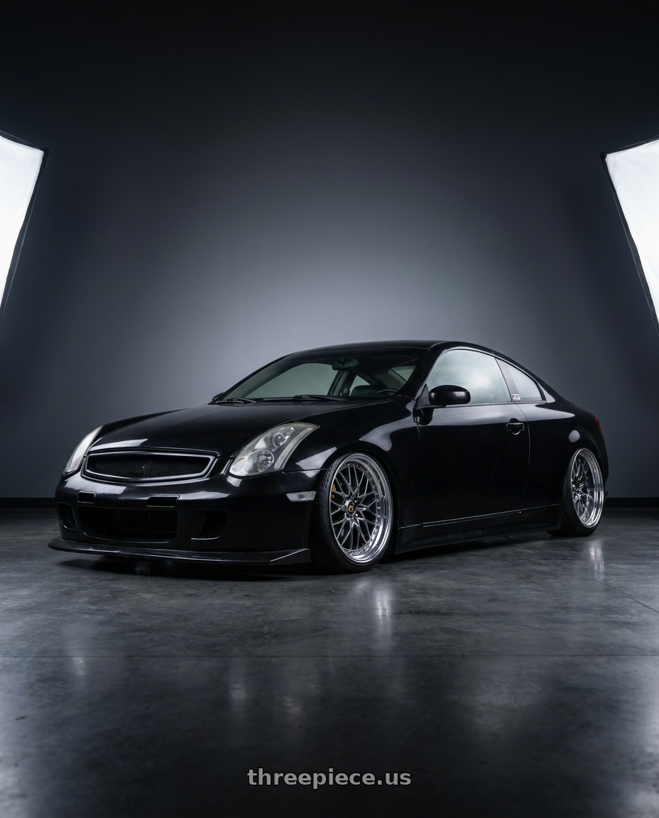 2003 Infiniti g35 coupe with Work Vs-Xv 5x114.3 18x9.5+40 O Disk Brilliant Silver Black wheels