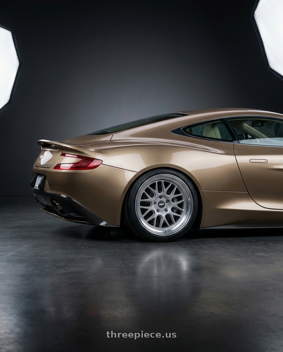 2014 Aston Martin Vanquish with ESR Wheels CR SERIES CR01 5x100 18x8.5 +30 Hyper Silver wheels rear three quarter view slight stretch tires