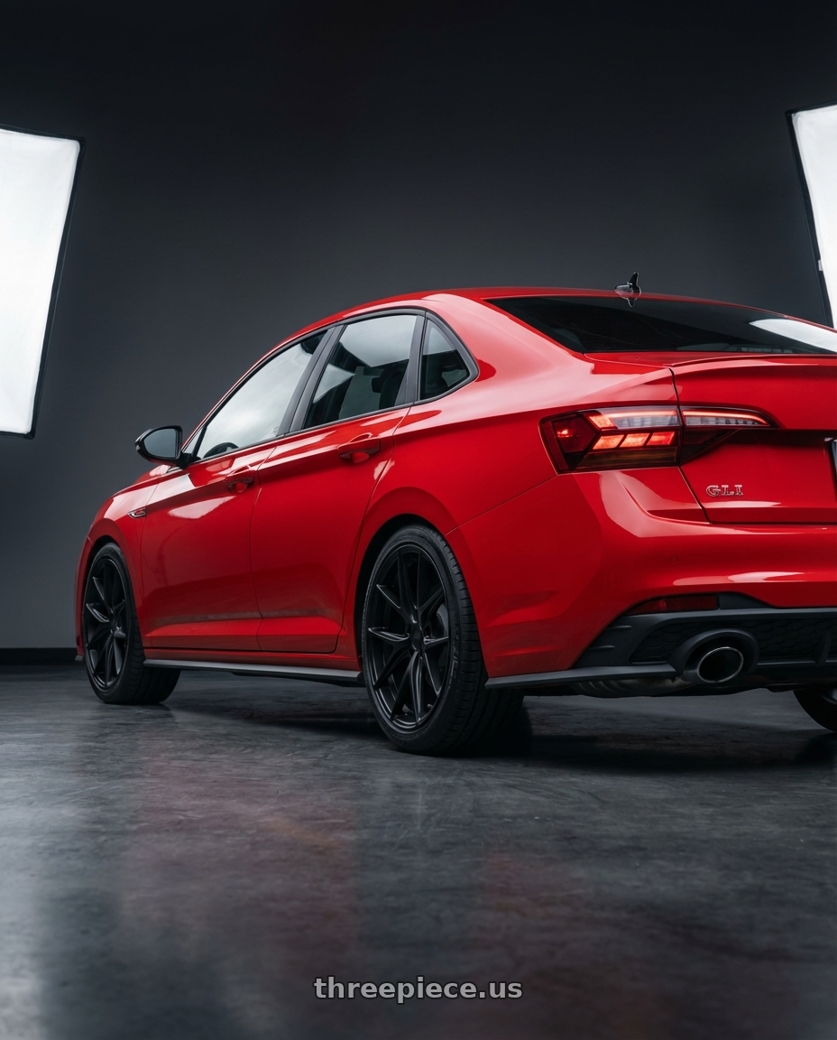 2023 Volkswagen Jetta GLI MK7 with Niche 1PC M117 MISANO 5X112 18X8 +30 MATTE BLACK wheels rear three quarter view square tires