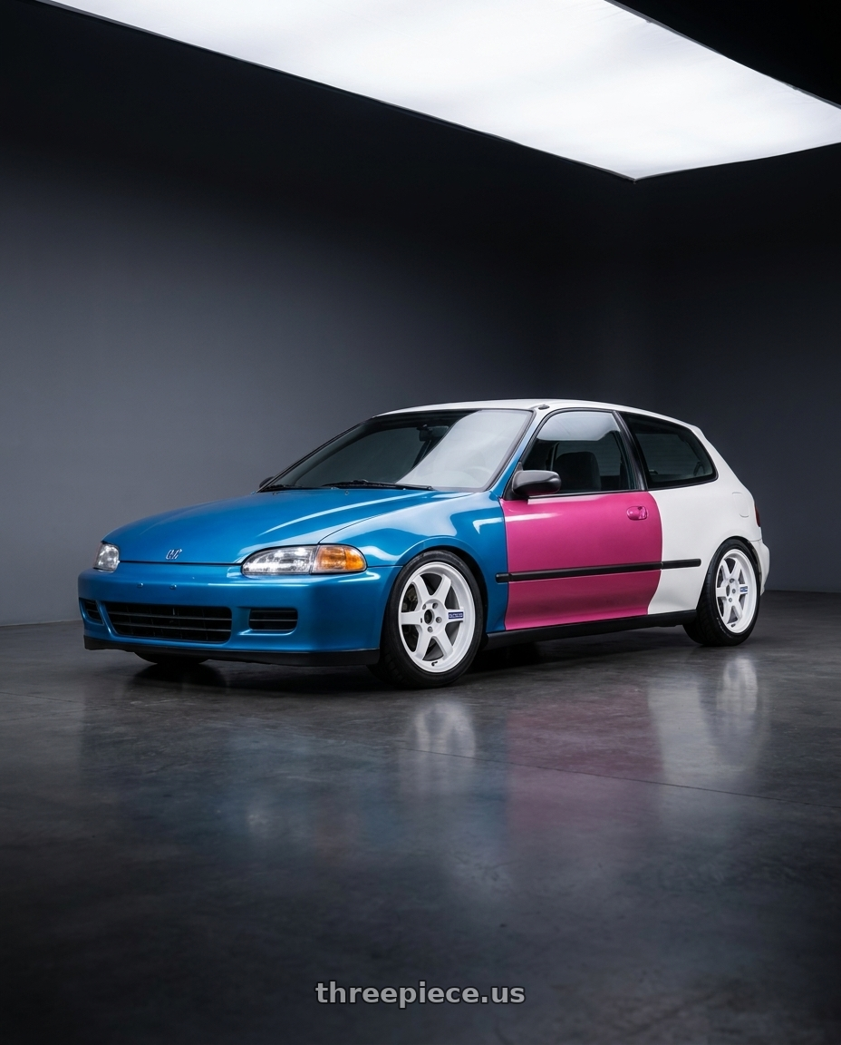 1992 Honda civic hatchback with Volk Racing TE37 Gravel 5x114.3 15x7.0+35 White wheels