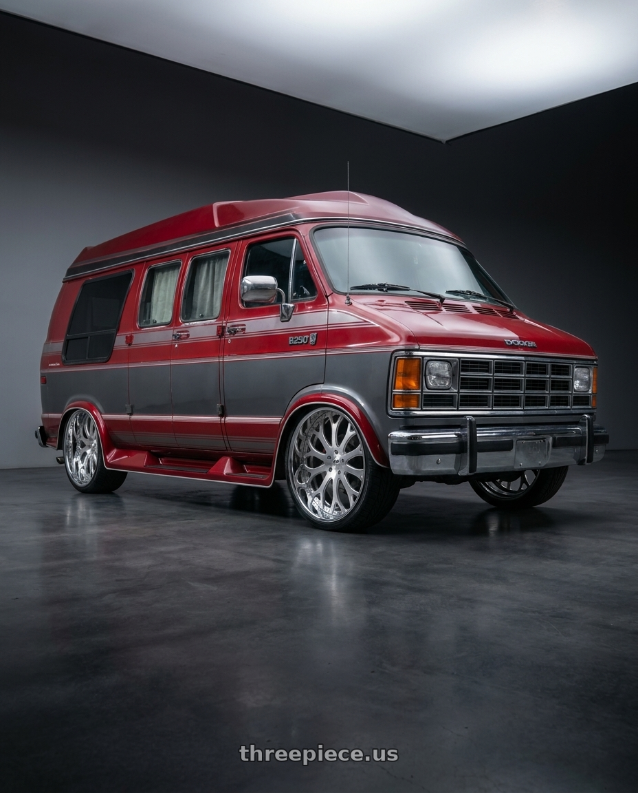 1990 dodge ram b250 with Amani Tango 5x120/5x127 26x10 +5 Brush center Chrome lip wheels