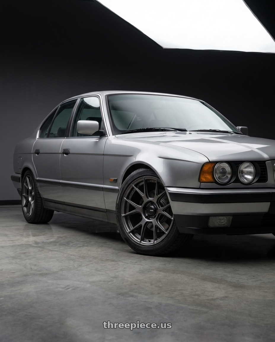 1993 Bmw E34 with Konig Ampliform 5x100 18x8.5+44 Dark Metallic Graphite wheels