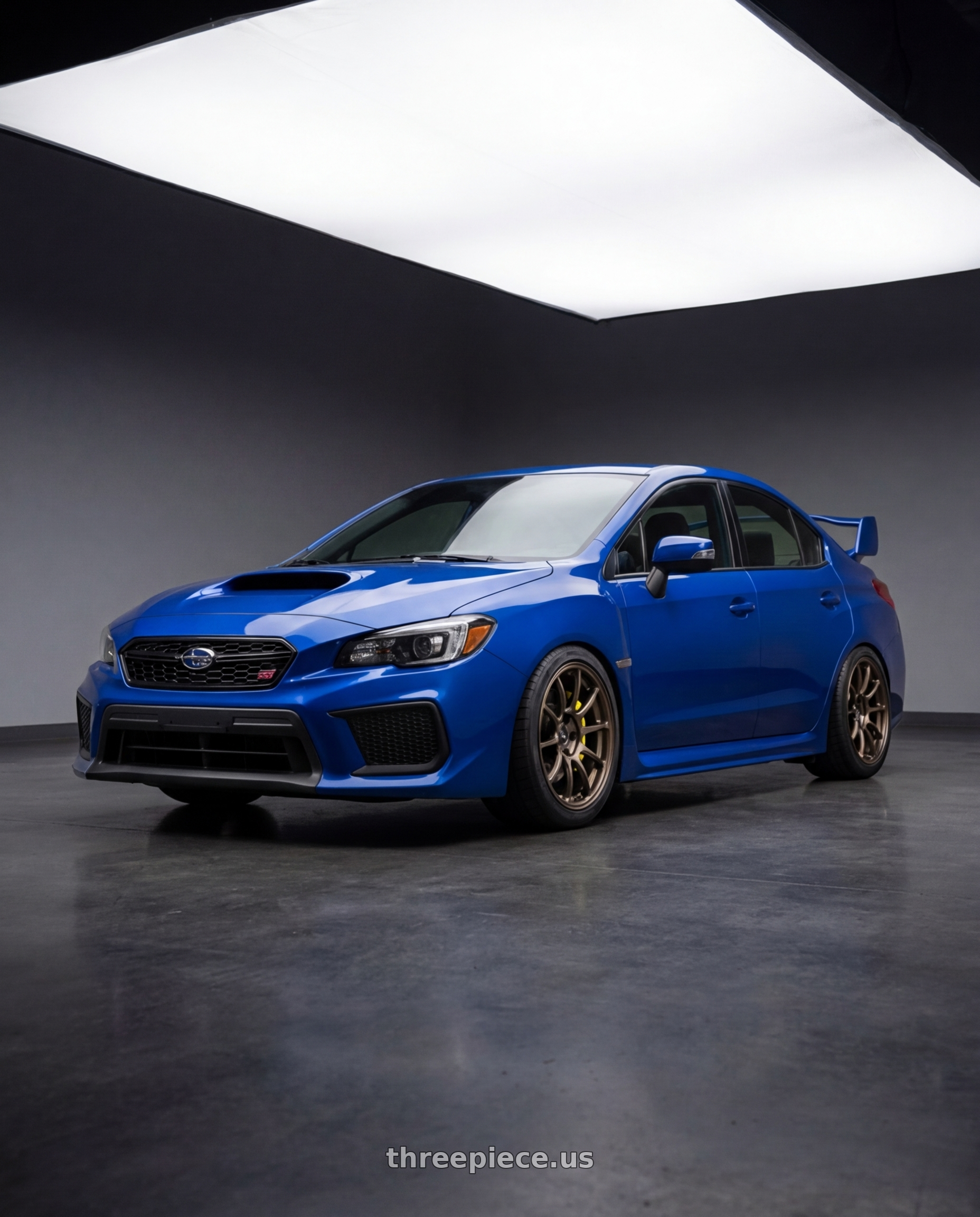 2019 Subaru WRX STI Base Blue with Volk Racing ZE40 5x114.3 18x9.5 +22 SHINING BRONZE METAL wheels