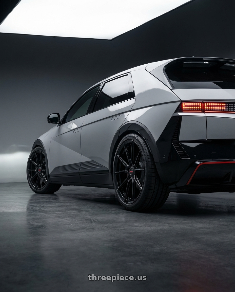 2024 Hyundai Ioniq 5 N with Vossen x Novitec NF10 21x9.5in - 5x114.3 BP - ET28 - Gloss Black Ferrari SF90 Front Wheel - F-AFP-47-F01-C25 wheels rear three quarter view square tires