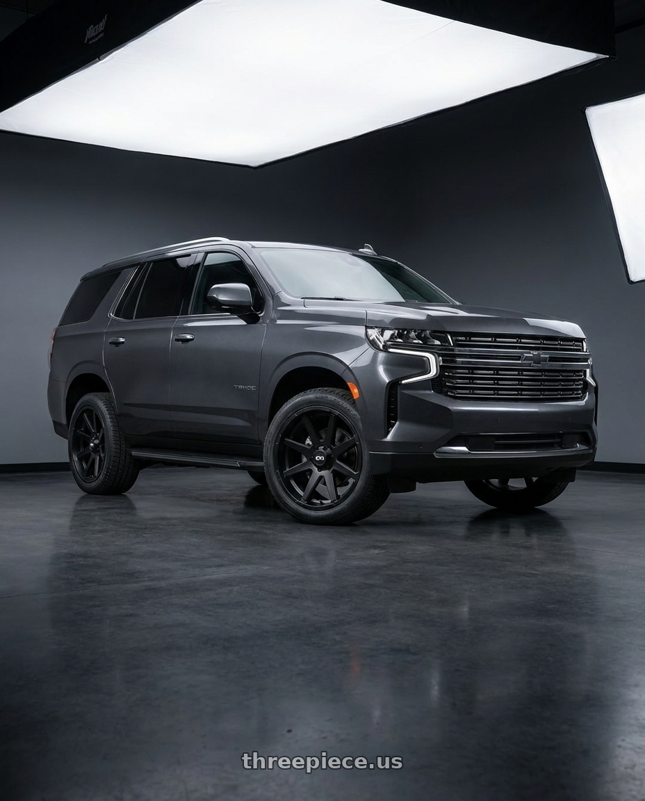 2021 Chevrolet Tahoe LS with Ion Type 143 6x139.7 20x9+0 Matte Black wheels