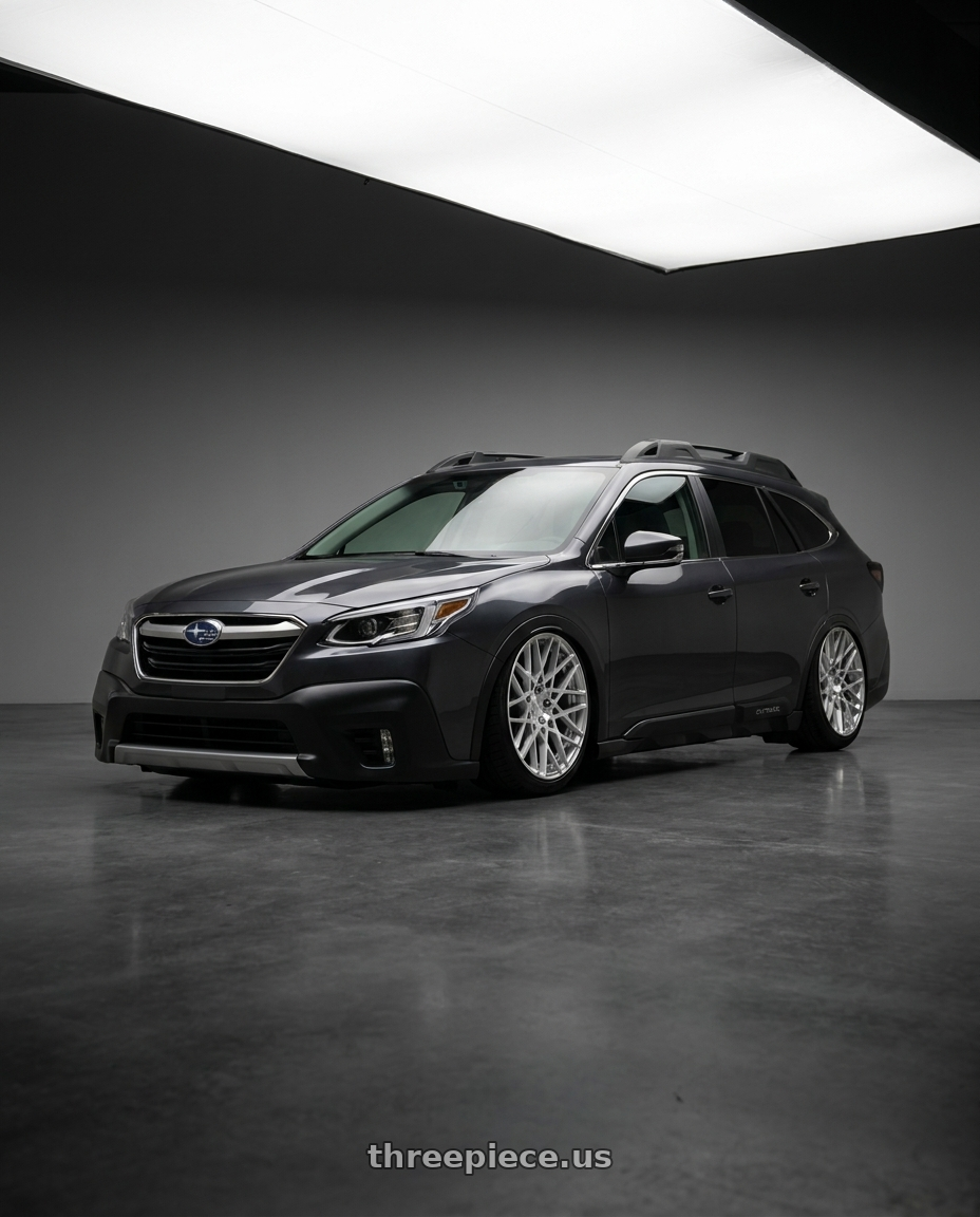 2023 Subaru outback with Rotiform 1PC R110 BLQ 5X112 19X8.5 +35 GLOSS SILVER MACHINED wheels