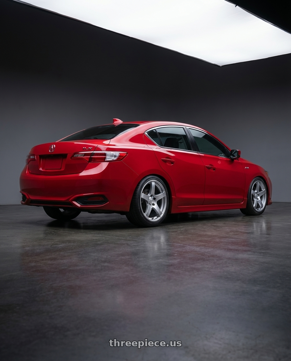 2012 Acura ILX with Ssr Gtv01 5x114.3 17x7+50  GLARE SILVER wheels rear three quarter view square tires