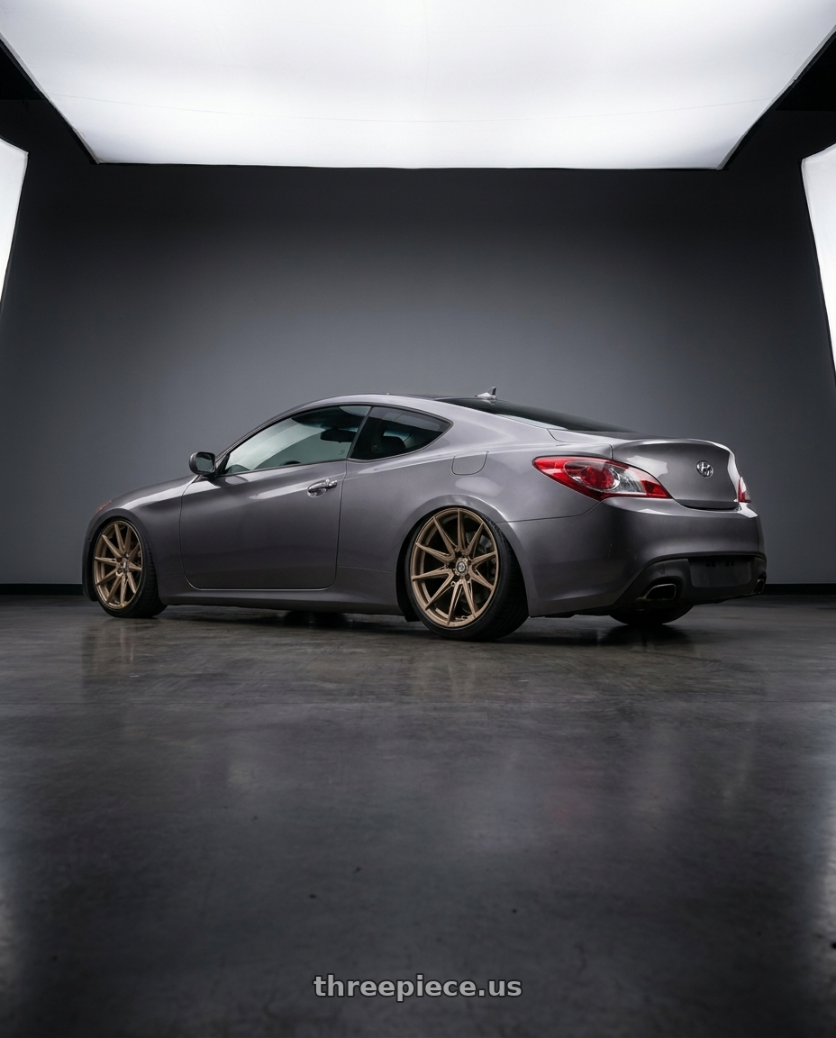 2011 Genesis coupe 20t with Brada Wheels CX2 5x112 19x10 +30 Satin Bronze wheels rear three quarter view slight stretch tires