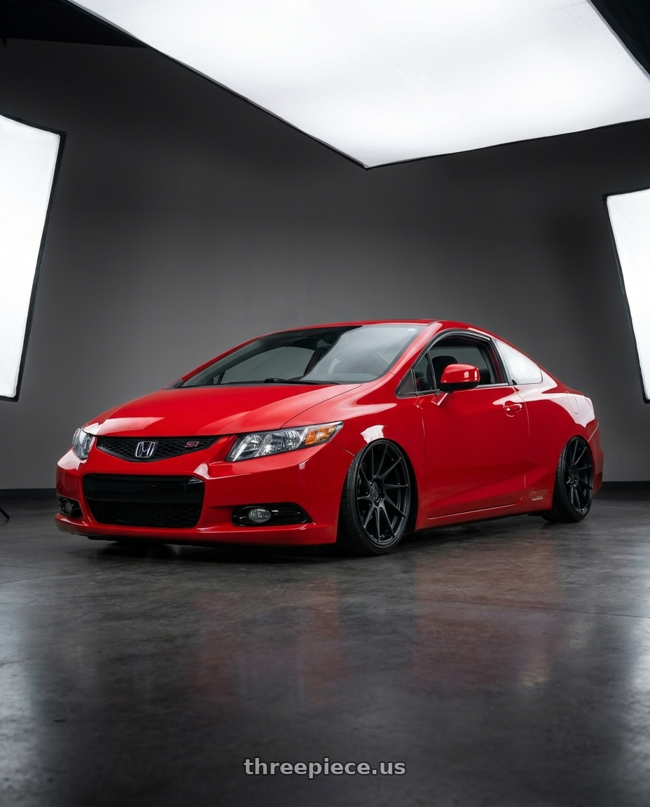 2011 Honda Civic Si with Aodhan AH09 5x114.3 18x8.5 +35 Matte Black wheels