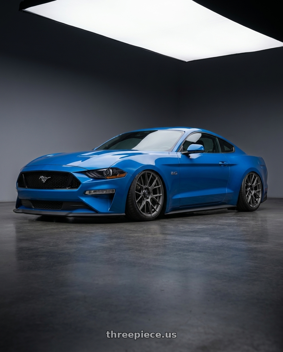 2022 Ford Mustang GT with Konig Ampliform 5x114.3 20x11+22 Dark Metallic Graphite wheels