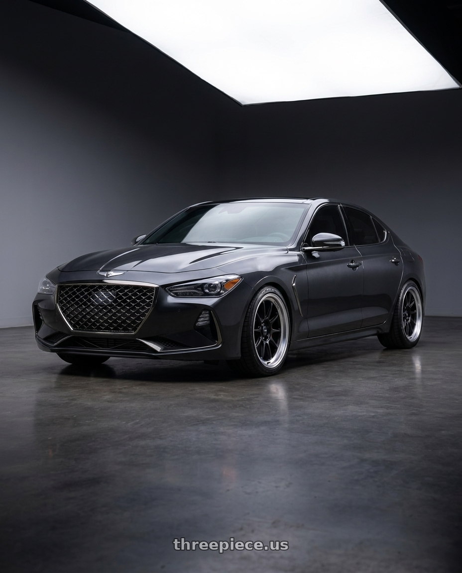 2019 Genesis G70 with Konig Countergram 5x114.3 19x11+18 Matte Black / Matte Machined Lip wheels