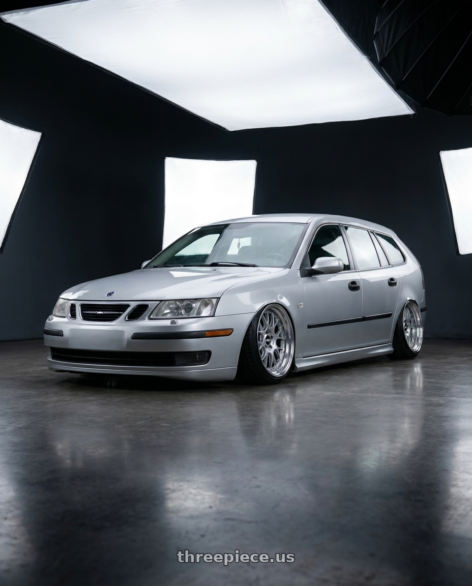2006 Saab 9-3 Aero SportCombi with BBS CH-R 5x112 18x8.5 +38 Brilliant Silver Polished Rim Protector wheels