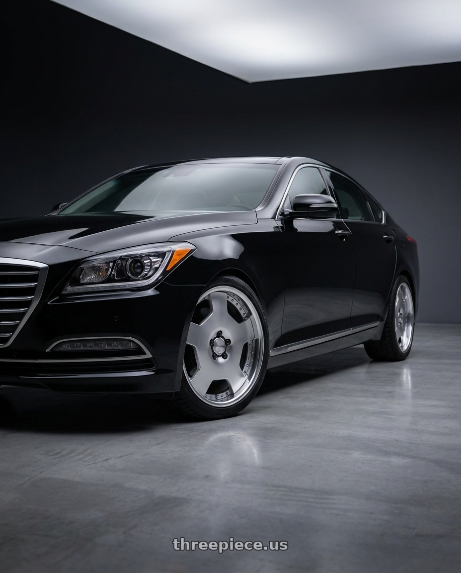 2016 hyundai genesis 3 8 with Work Lanvec Ld1 5x114.3 20x9+38 A Disk Machine Silver Polish wheels