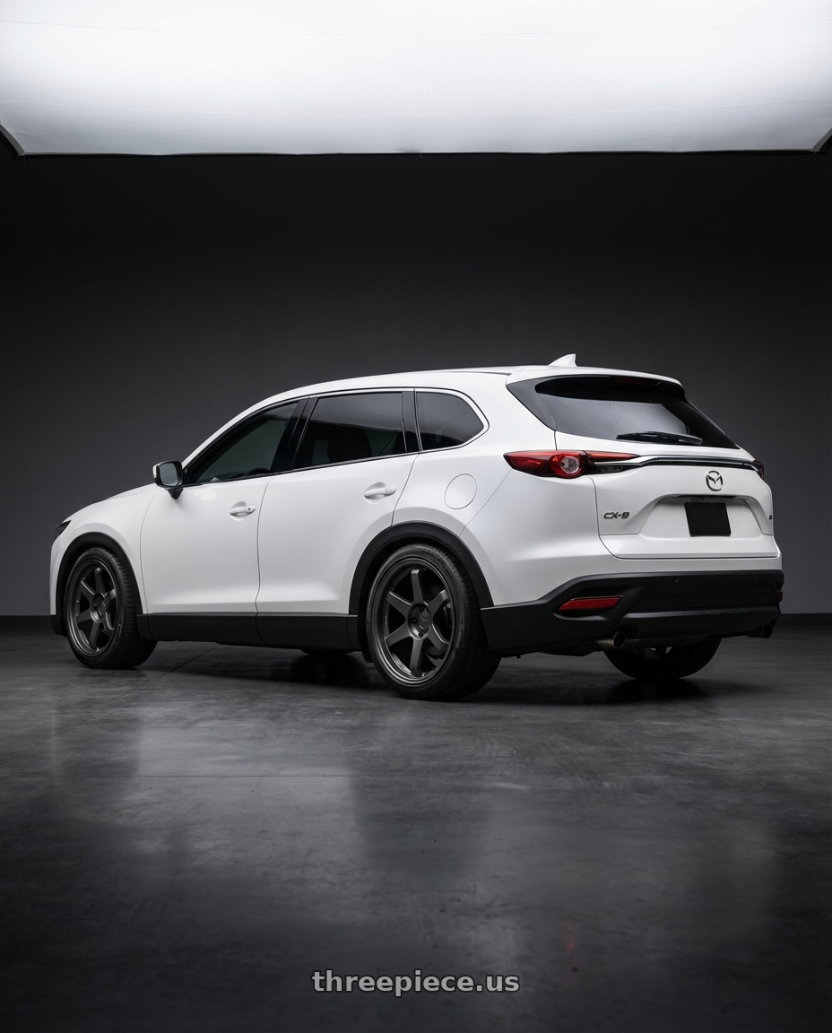 2018 cx-9 Mazda  with 9six9 SIX-1 5x114.3 19X10 +35 Carbon Gray wheels rear three quarter view slight stretch tires