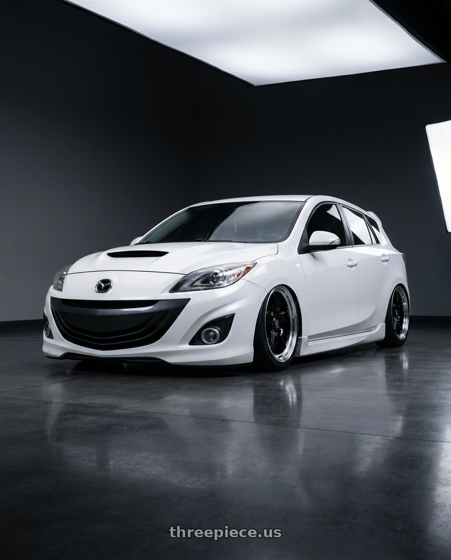2012 Mazda Mazdaspeed3 with Forgestar D5 Drag 5x114.3 18x10 +42 Gloss Black Machined wheels