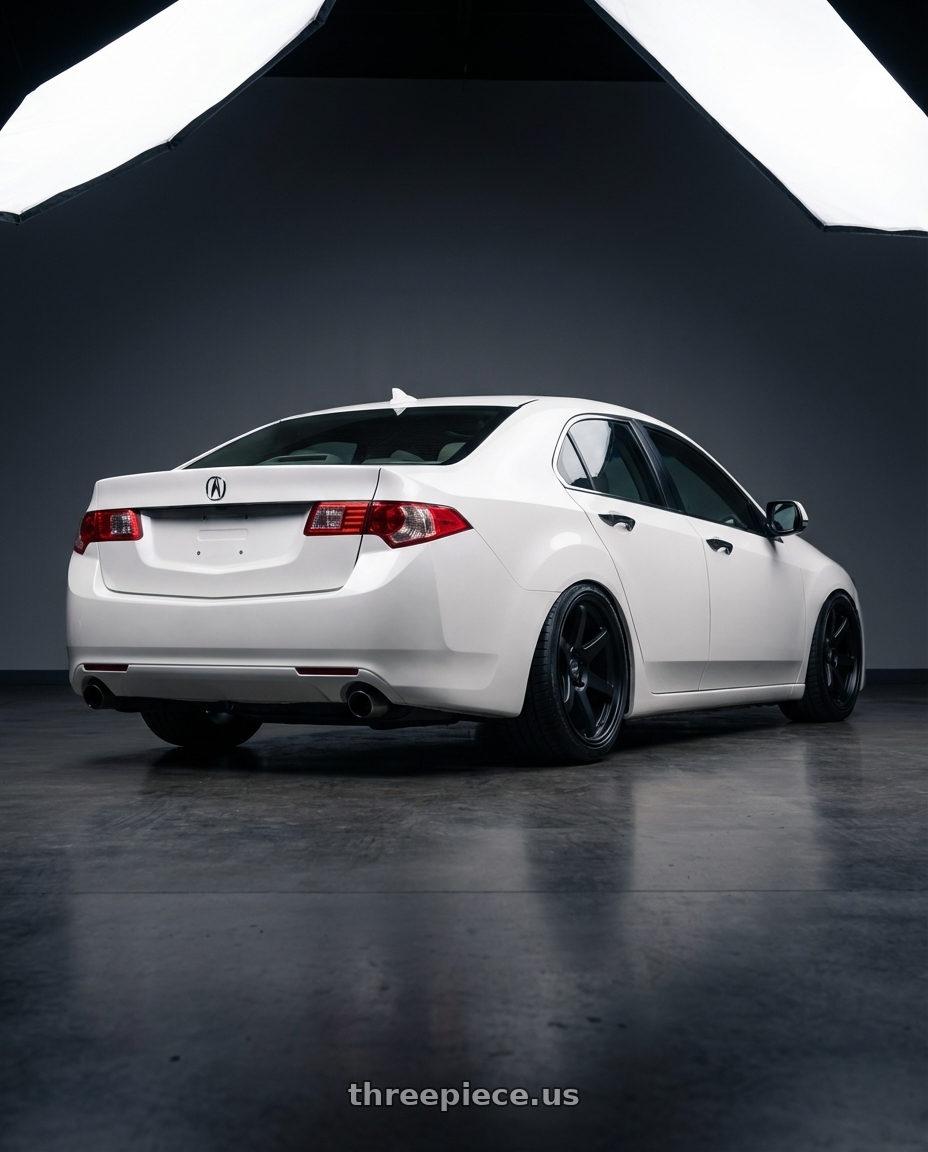 2013 Acura TSX with ESR Wheels APEX SERIES AP6 5x114.3 19x9.5 +22 Matte Black wheels rear three quarter view slight stretch tires