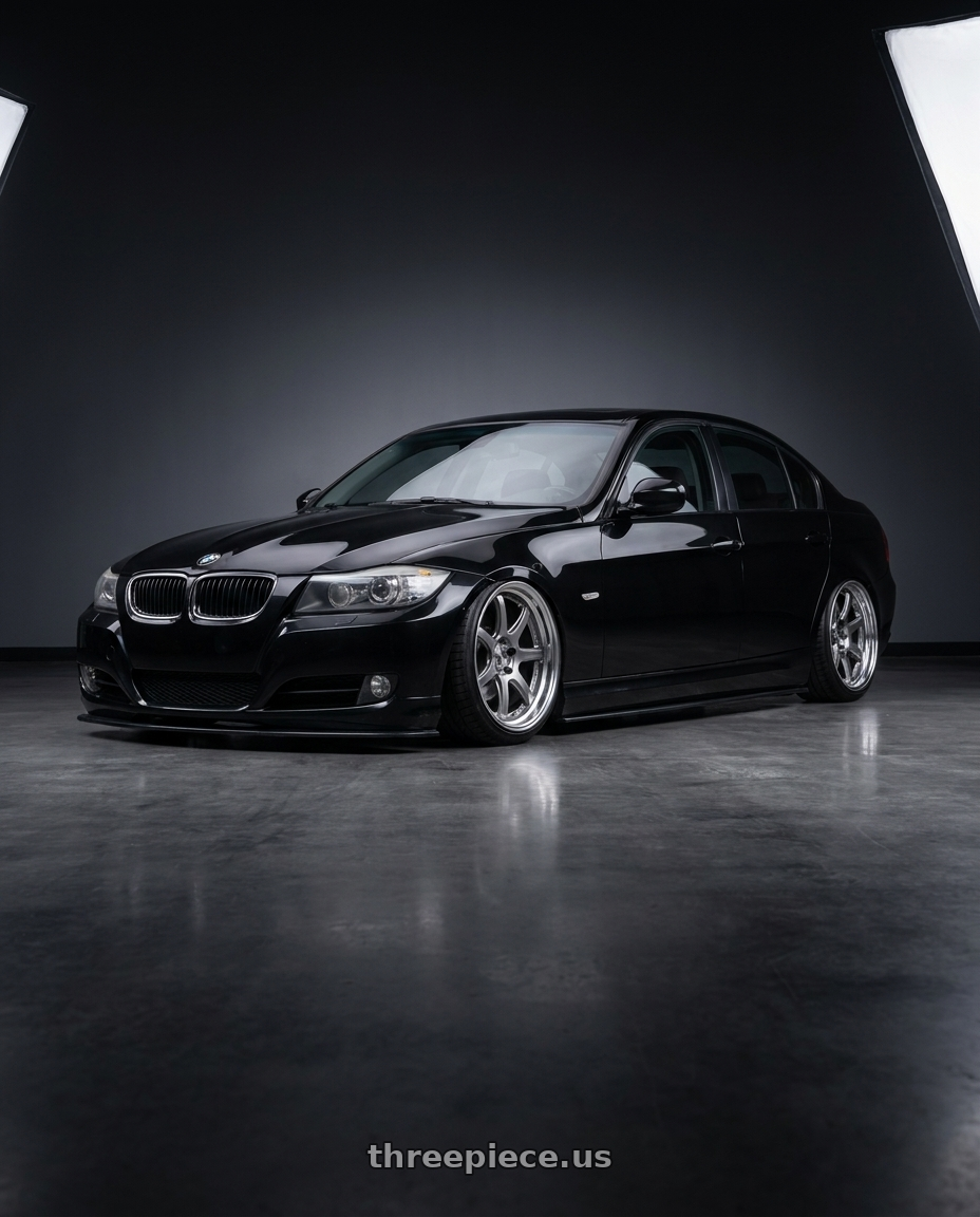 2010 Bmw 335d Black with Work T7r 2P 5x120 18x9.5 +45 GT SILVER wheels