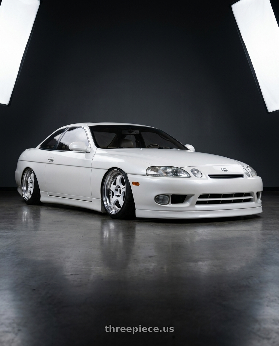 1999 Lexus SC300 with Work Meister S1 3P 5x114.3 18x9.5+35 L Disk White wheels
