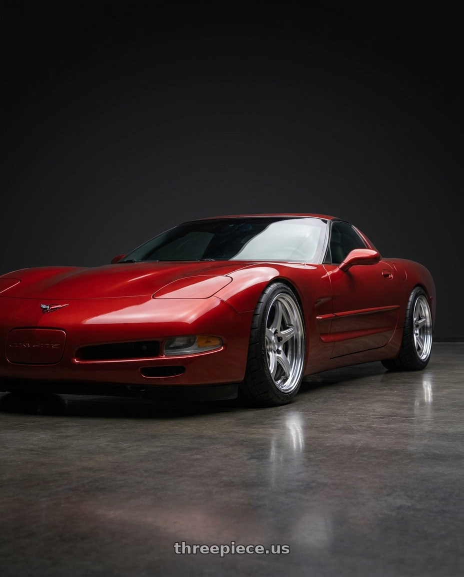 2002 Chevrolet corvette coupe with Work T5R 2P 5x120 18x9.5 +38 GT SILVER wheels