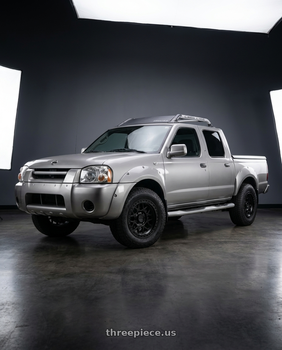 2001 Nissan Frontier with KMC KM549 GRS 6X139.7 17X8.5 +0 SATIN BLACK wheels