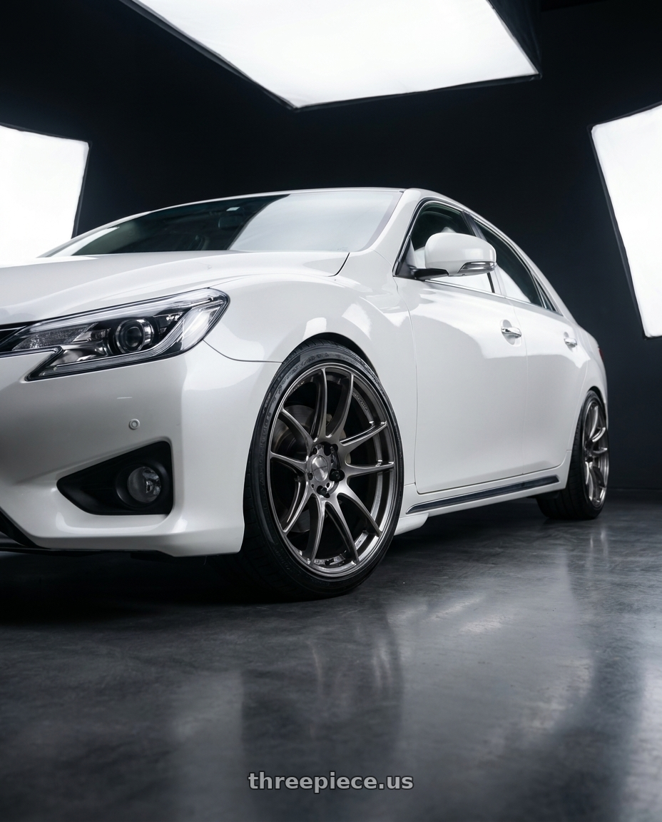 2014 Toyota Mark X with WORK Emotion CR Shigoku 5x114.3 18x8.5 +38 Glow Gunmetal GGM wheels