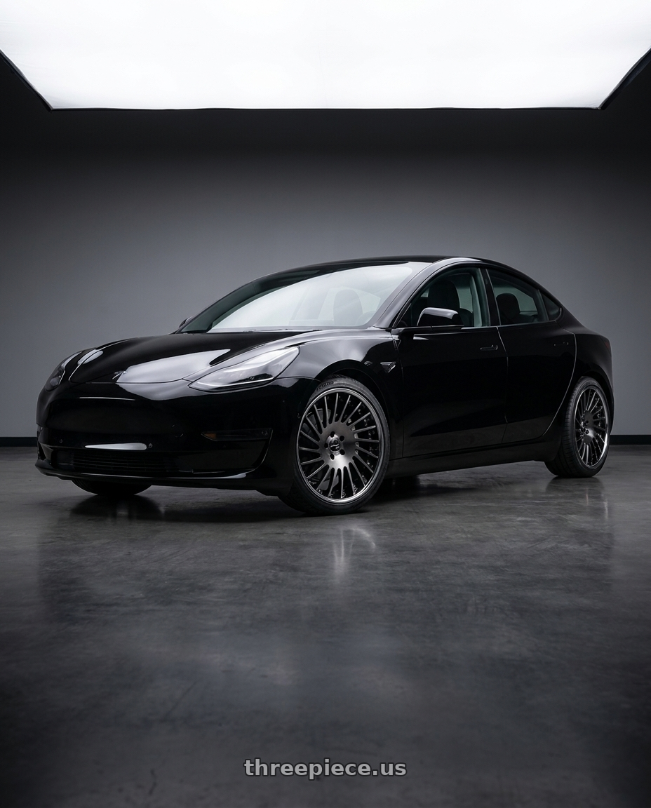 2026 Tesla model 3 with SSR CV05 5x114.3 19X8.5+25 NR Disk Galaxy Clear Black wheels