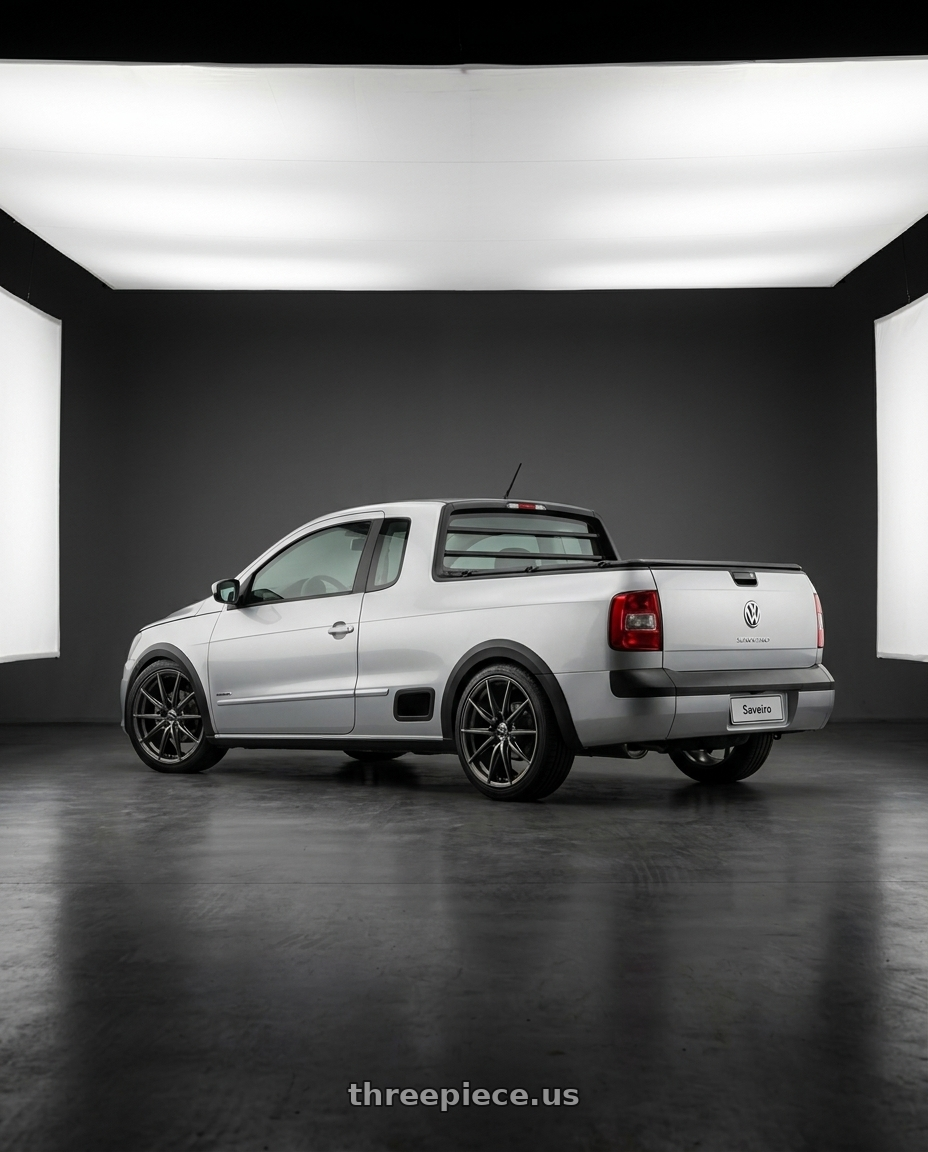 2015 Volkswagen Saveiro Trendline with Enkei DRACO 5x114.3 18x8.0+45 Anthracite wheels rear three quarter view square tires