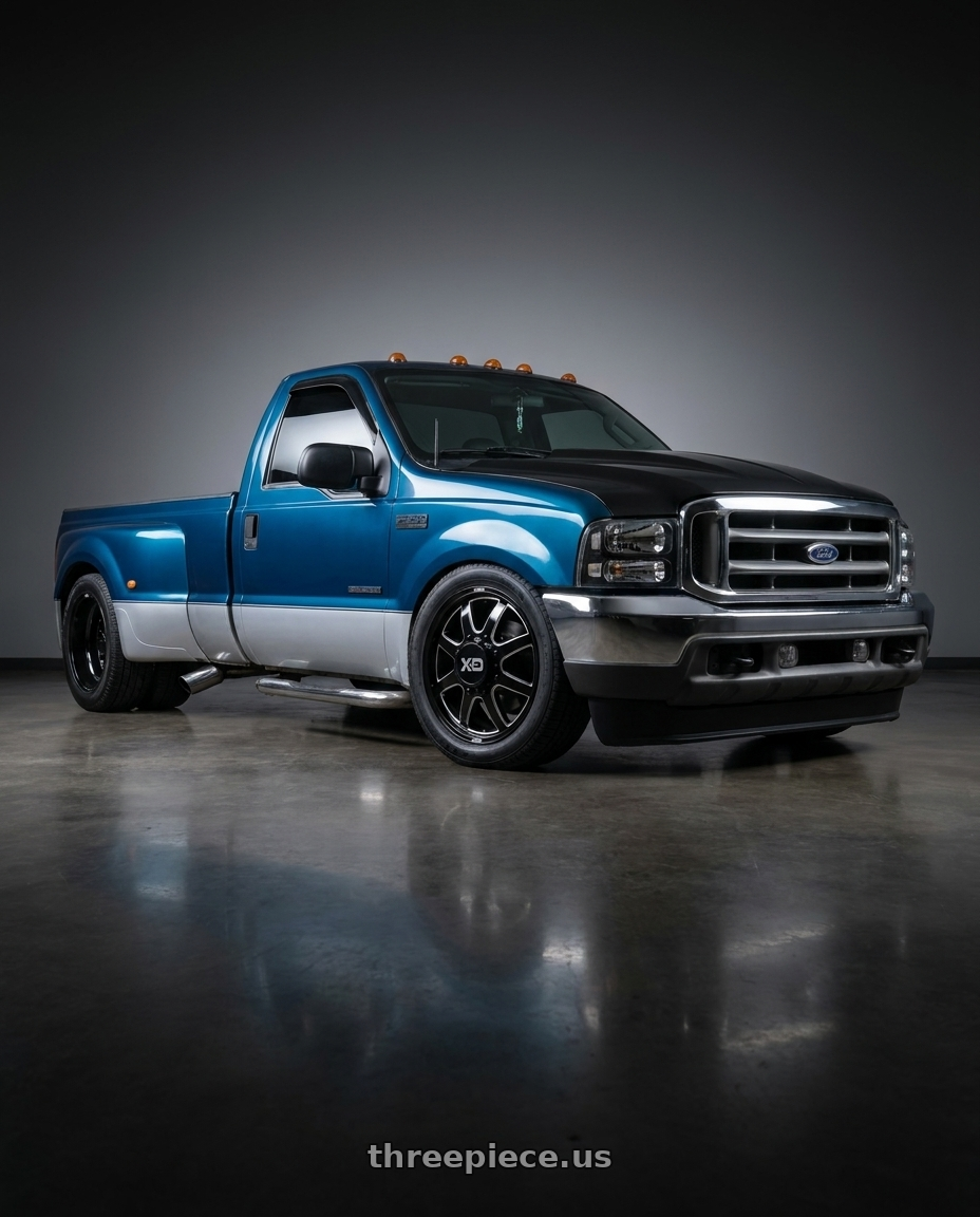 2000 Ford f350 super duty dually with XD XD845 PIKE DUALLY 8X170 20X8.25 +105 GLOSS BLACK MILLED - FRONT wheels