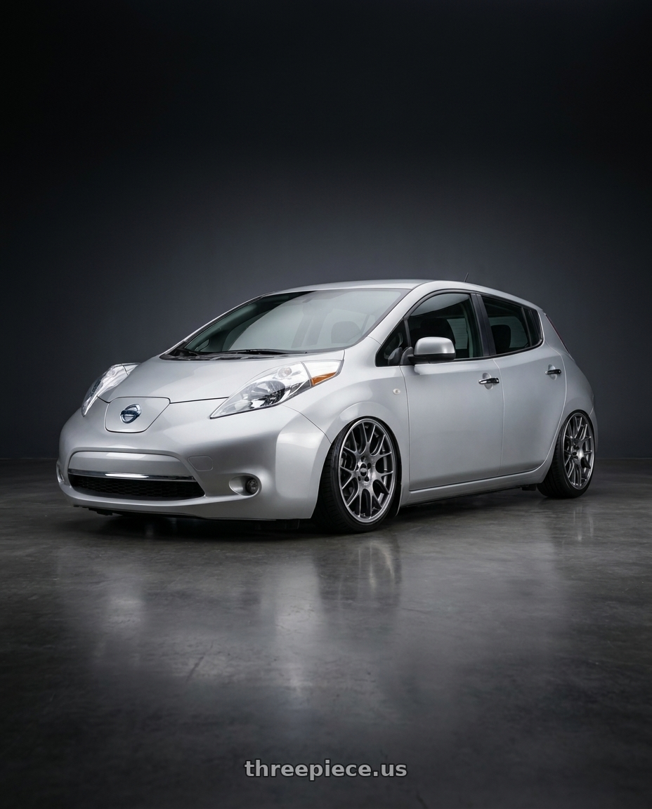 2017 Nissan leaf fitted with BBS CH-R 5x120 18x9 +44 Satin Titanium Polished Rim Protector $550 wheels
