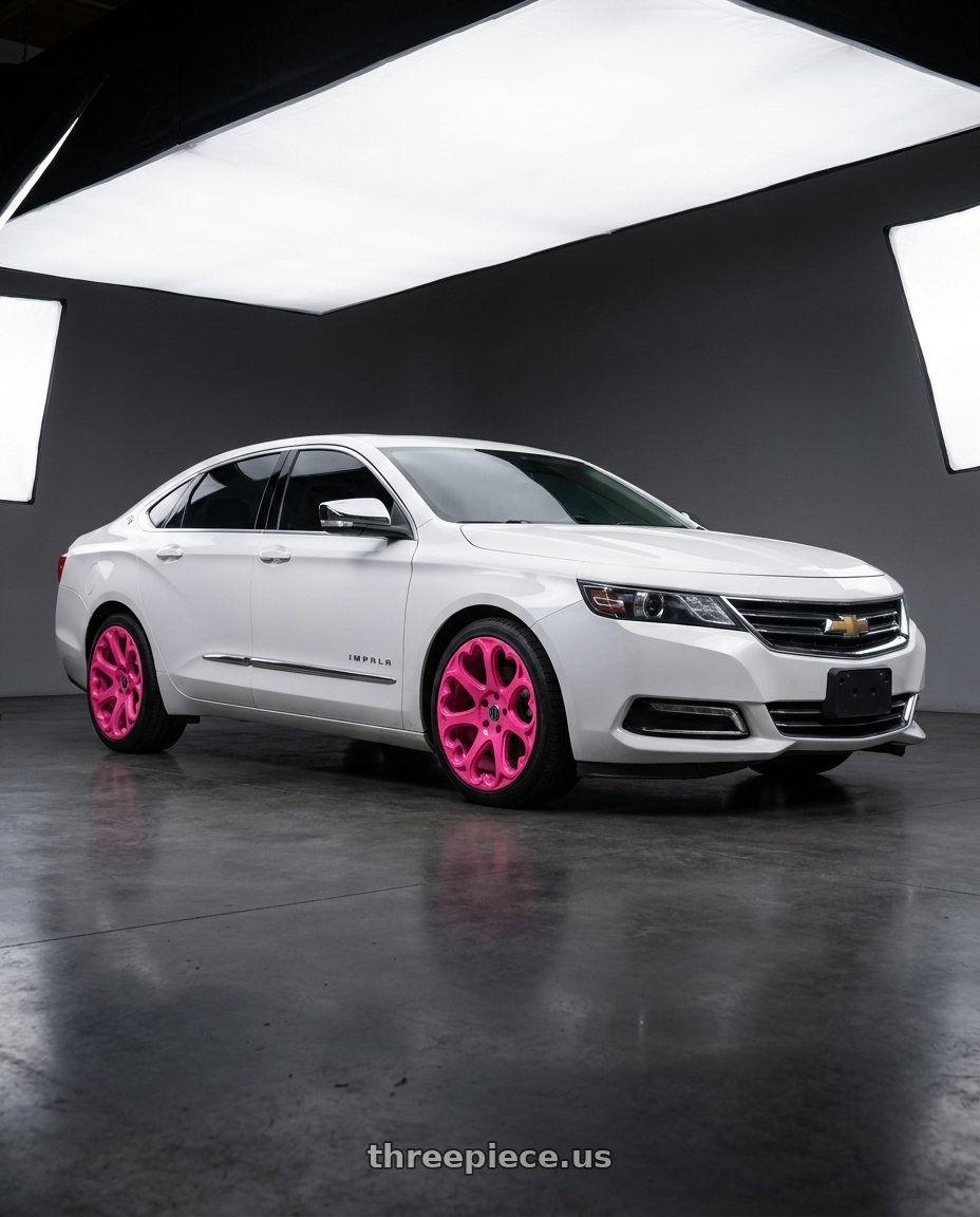 2015 Chevy impala LTZ white with Heritage Wheel Kokoro MonoC 5X120 19x9.5+38 Pink wheels