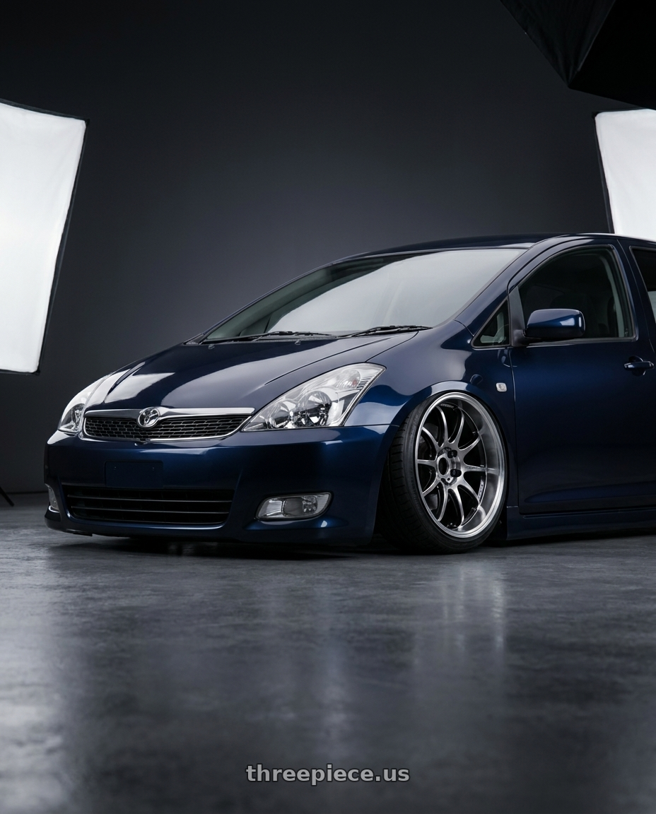 2005 Toyota wish with Work Emotion D9r 5x100 18x8.5 +47 Gt Silver Rim Cut wheels
