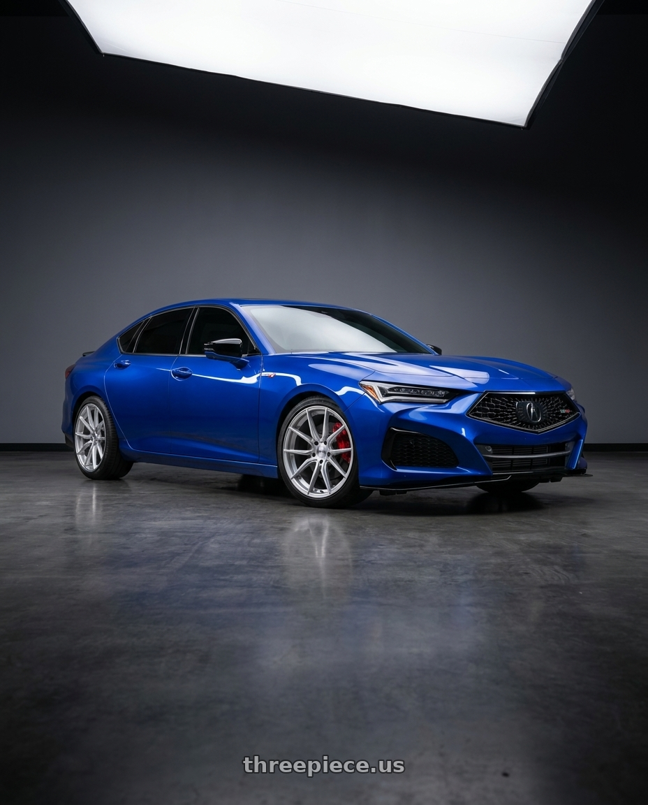 2021 tlx type s apex blue with Cray SPIDER 5X120 20X9 +38 SILVER W/ MIRROR CUT FACE wheels