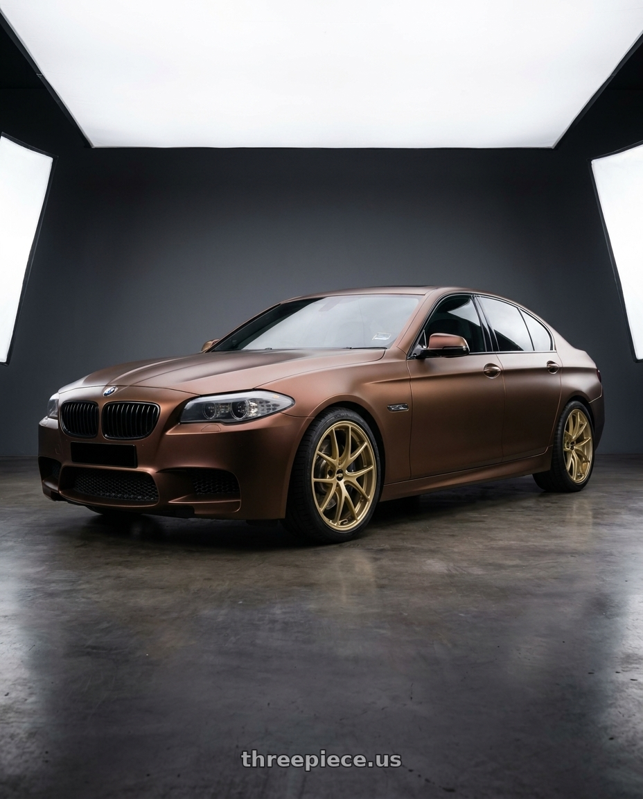 2018 bmw f10 with BBS RI-A 5x130 19x10.5 +43 Gold wheels
