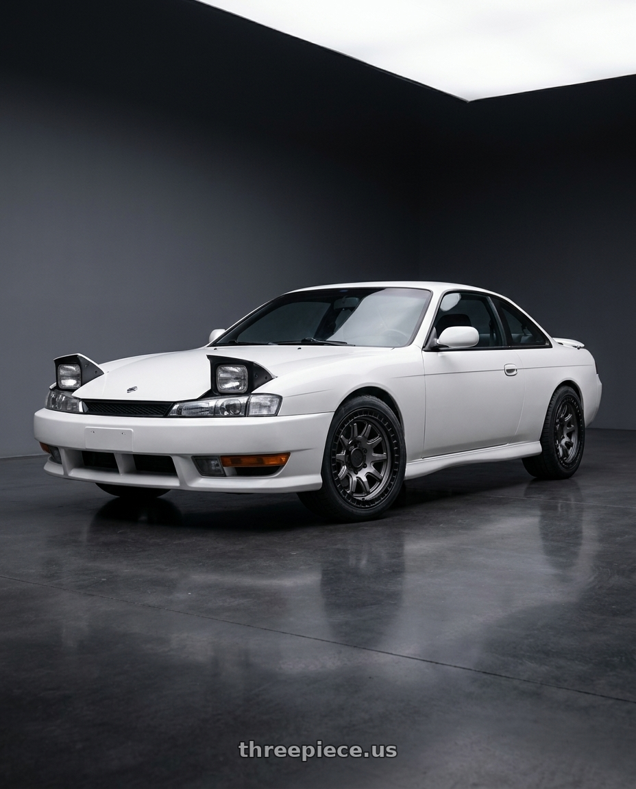 Nissan 240sx 1999 with Black Rhino CALICO 5X127 17X8.5 +34 MATTE GUNMETAL W/ MATTE BLACK LIP wheels