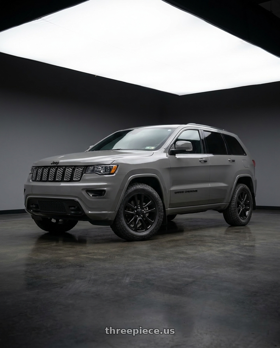 2021 Jeep Grand Cherokee Overland with Ion Type 179 5x127 17x8+10 Matte Black wheels