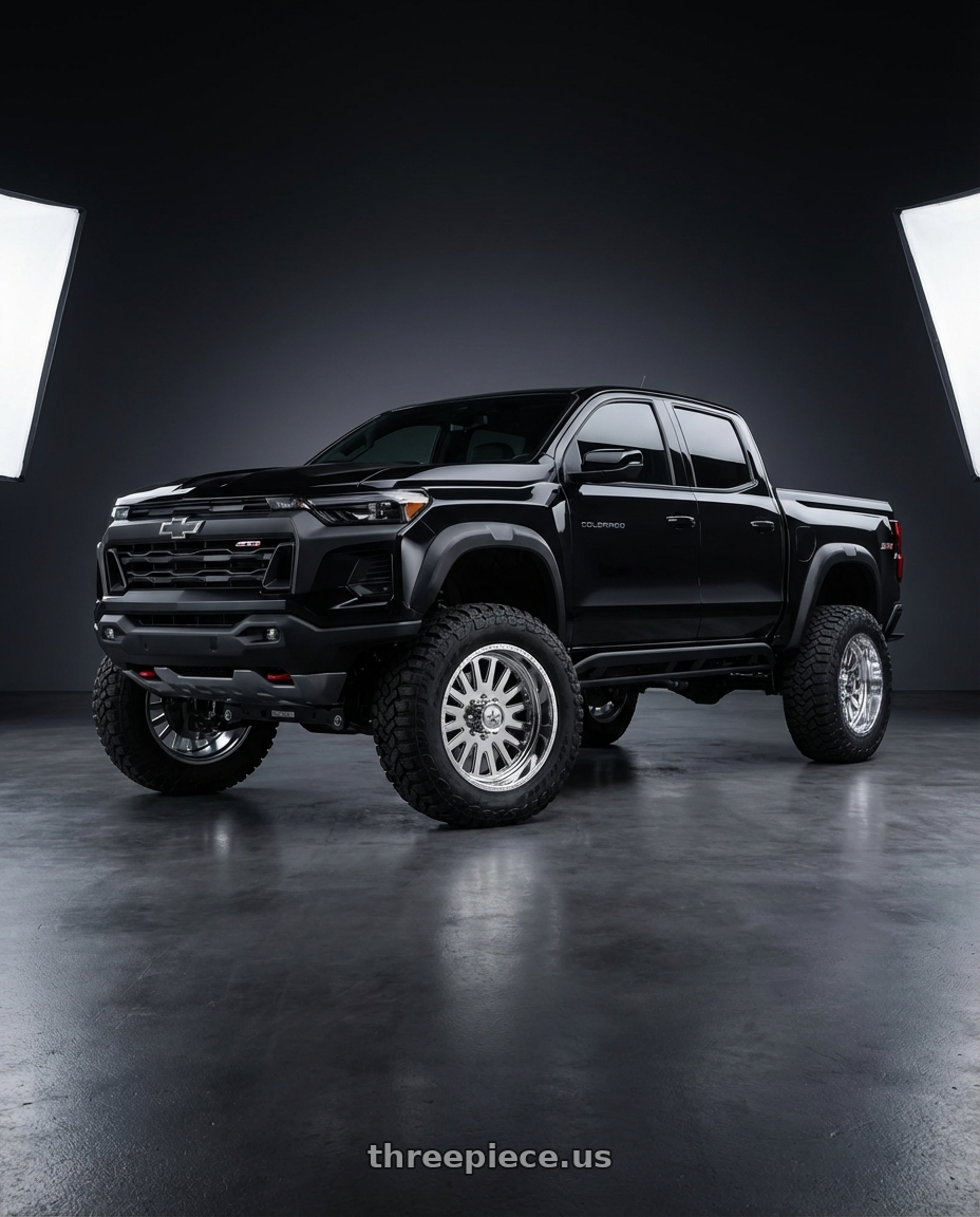 2024 Chevrolet Colorado zr2 bison black with American Force AFW F20 ATOM SS 6X139.7 22X12 -40 POLISHED wheels