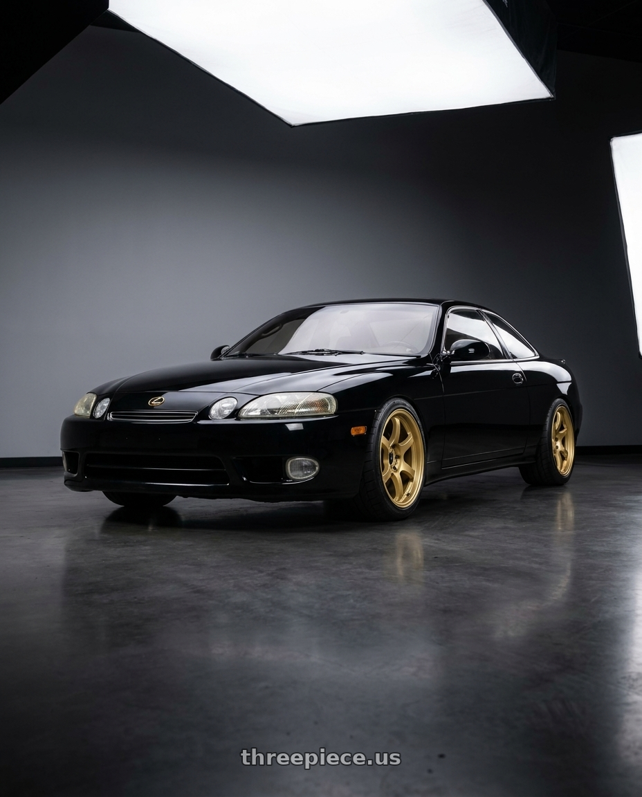 1993 Lexus SC400 Base Black with Gram Lights 57DR 5x114.3 18x9.5+38 FF Gold wheels
