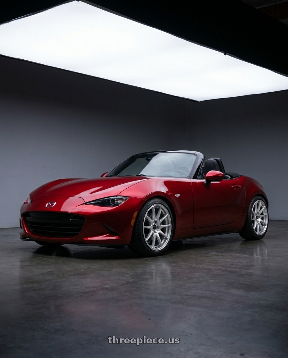 2024 mazda mx5 with Vors TR4 4x100/4x114.3 17x8  +35 Silver Machine Face wheels
