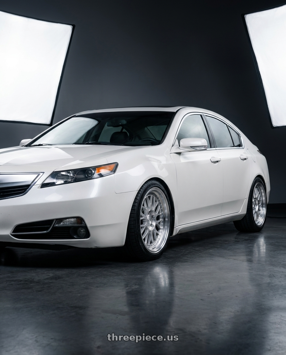 2013 Acura TL SH-AWD White with ESR Wheels SR SERIES SR01 5x120 20x9 +35 Hyper Silver wheels