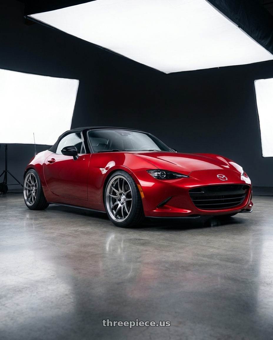 2024 mazda mx5  with Work Cr 2P 4x100 16x7 +38 GT Silver wheels