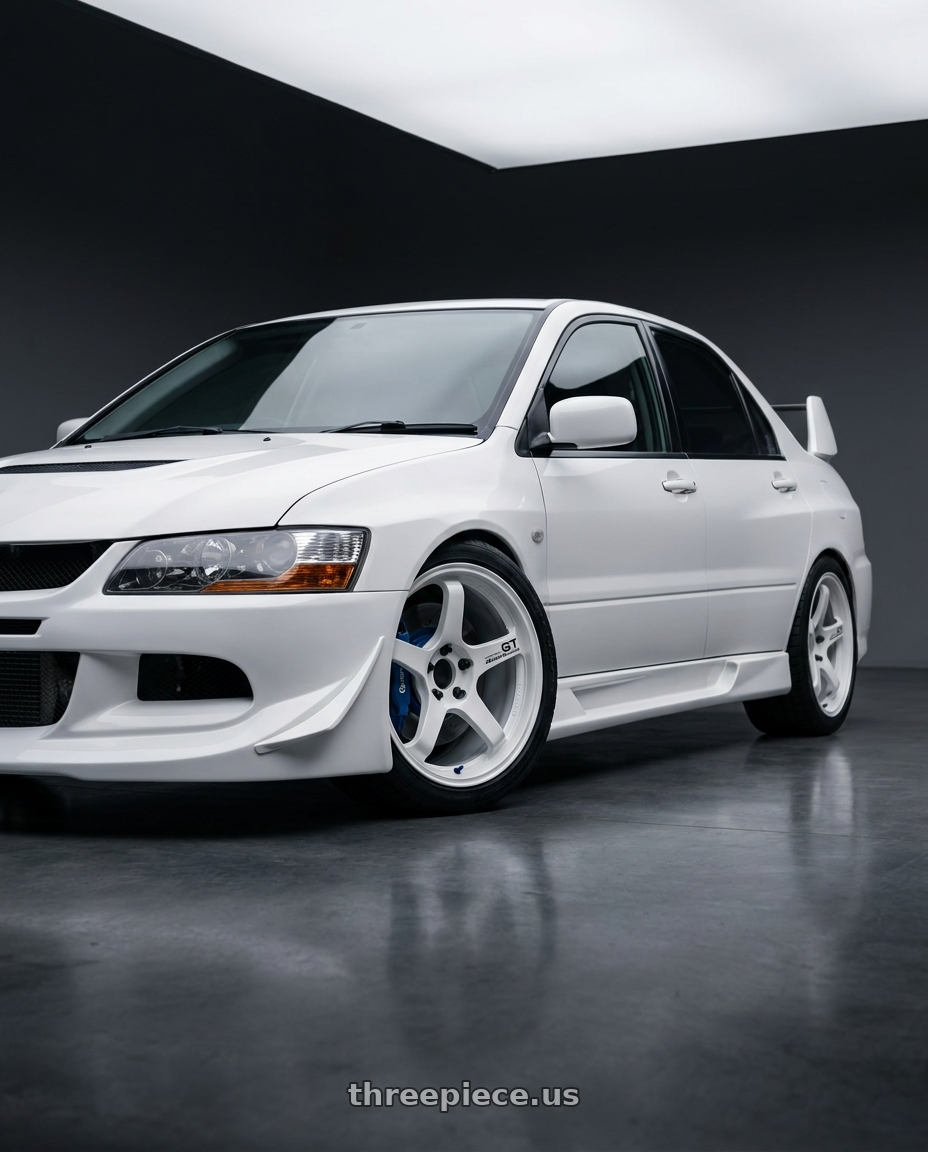 2007 mitbishi evo 9 mr with hks ct200mr wide body kit,pure white paint,blue brake, with Advan Racing GT PV 5x114.3 20x10.0 +35 RACING WHITE wheels